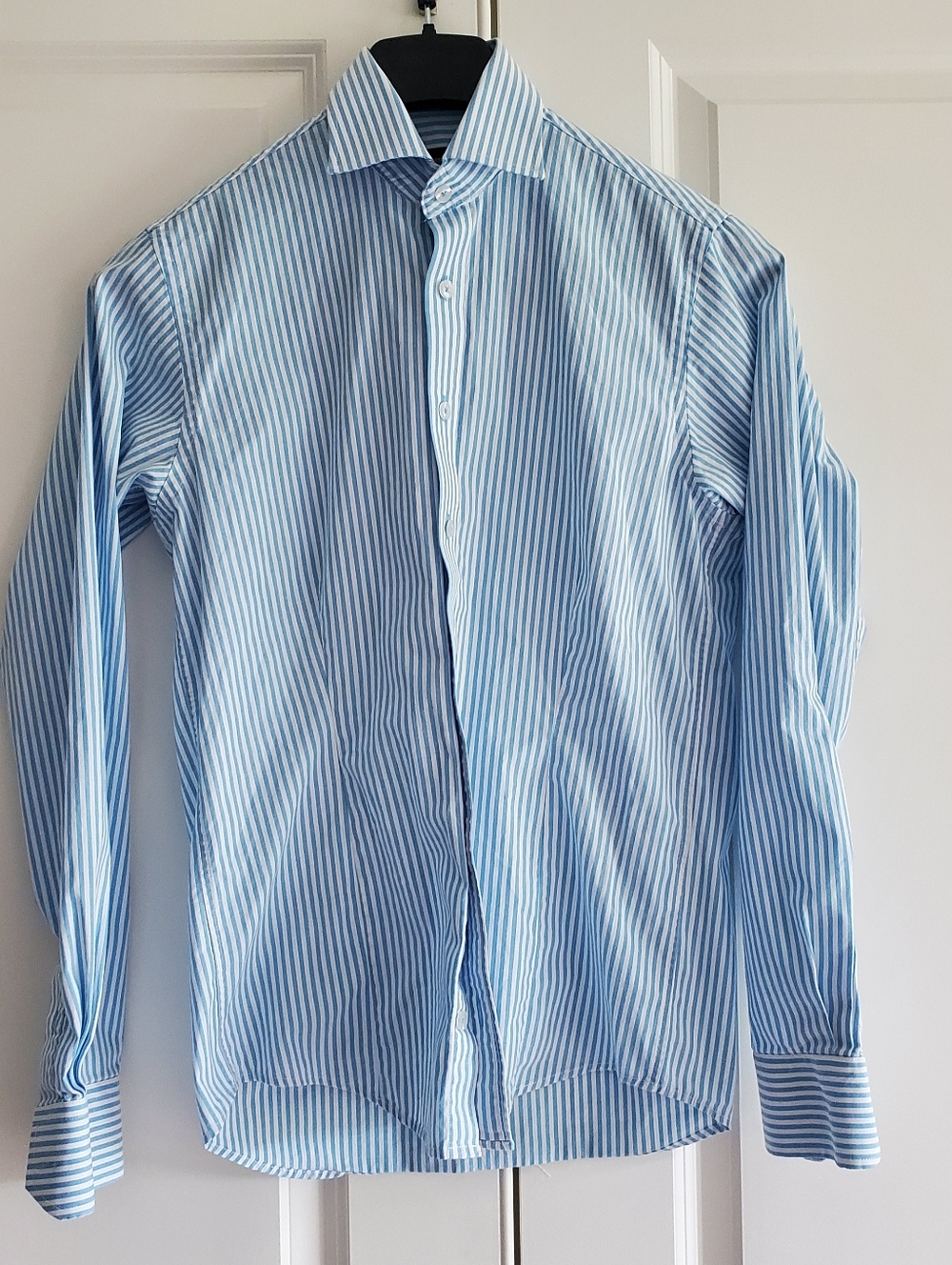 Dressman Blue and White Striped Men's Shirt, S37/38, Business Recitals